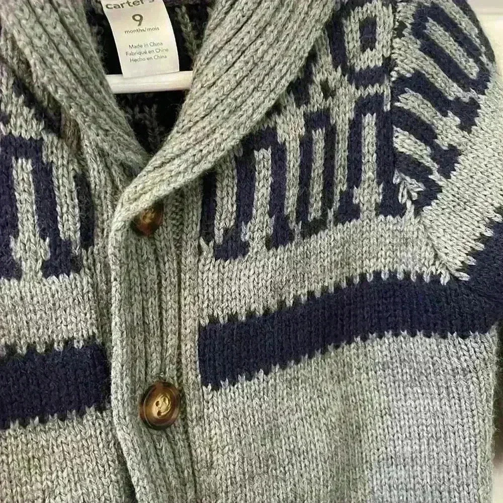 Chunky knit boys cardigan sweater